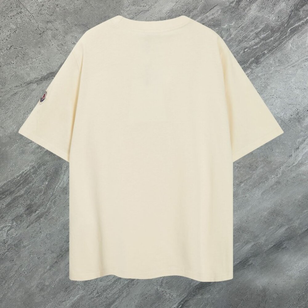 Moncler Tan Short Sleeve Tee with Classic Crew Neck - Picture 2 of 6